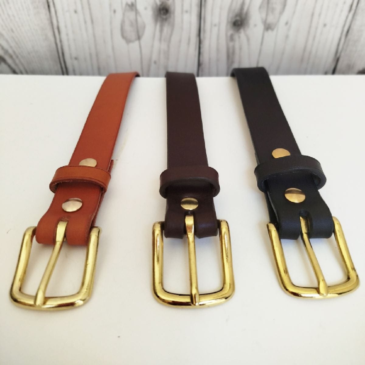 Ceinture en cuir artisanal 2,5 cm – boucle laiton doré